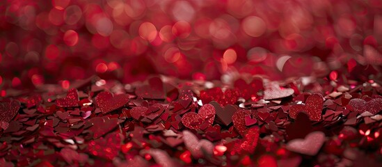 Leinwandbilder - Valentine s Day background featuring red hearts confetti texture perfect for adding a message with copy space image