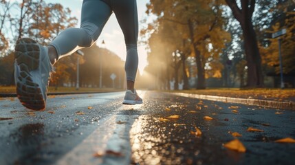 Wall Mural - Jogging on the road in the morning.