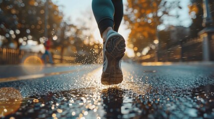 Wall Mural - Jogging on the road in the morning.