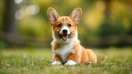 Canvas Print - Adorable Corgi Puppy in the Grass