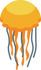 Poster - Yellow jellyfish swimming in the ocean with its tentacles floating behind it