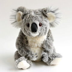 Wall Mural - A soft and huggable stuffed koala bear, isolated on white background.