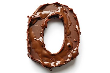 Sticker - A single, cacao-coated letter O sits on a white surface