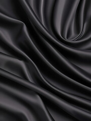 Wall Mural - Black silk background with dark luxurious fabric draped texture folds in waves of flowing soft pattern, abstract satin or velvet cloth in luxury material design. ai