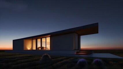 Wall Mural - minimalist render of a residential house