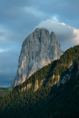 Wall Mural - Landscape of Italian dolomite, the western side of Sasso Lungo from the Alpe di Siusi area in the Dolomites