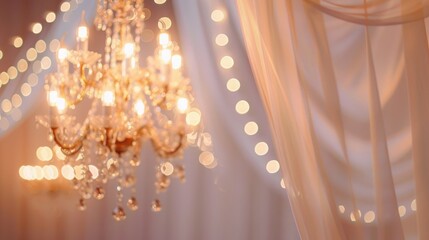 Canvas Print - Close up of elegant chandelier with space for text on chic backdrop