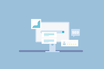 Wall Mural - Website SEO ranking, Website on search engine result page, SEO analysis report, Website analysis. Vector illustration.