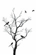 © MagnusCort - A black and white sketch of a tree with birds perched on its branches