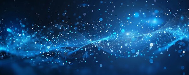 Blue science technology light glowing particles background, Generative AI