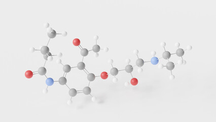 Wall Mural - acebutolol molecule 3d, molecular structure, ball and stick model, structural chemical formula beta blocker