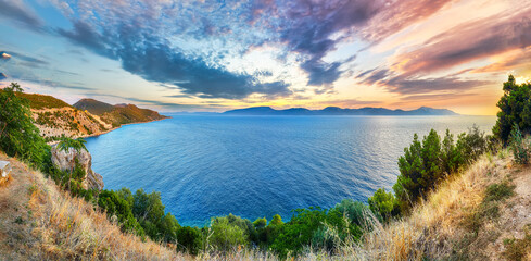 Wall Mural - Captivating Coastline Of Makarska Riviera During Sunset.