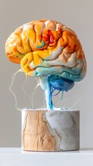 Wall Mural - Frontal Lobe with Peach-Colored Gradient - Anatomical of Human Brain Structure and Cognitive Functions