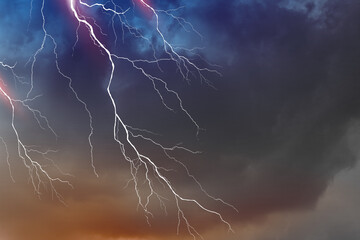 Wall Mural - lightning, thunder cloud dark cloudy sky