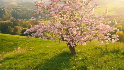 Poster - Blossom tree over nature background. Spring flowers.Spring Background