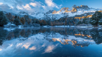 Sticker - Mountain lake reflection