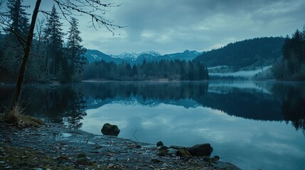 Wall Mural - Serene Mountain Lake Reflection