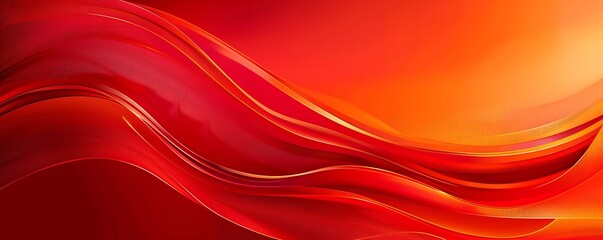 Wall Mural - Abstract red orange curve wave with line textured background, Generative AI