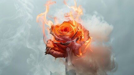 Wall Mural - Burning Rose in Smoke