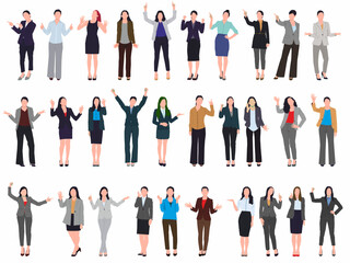 Wall Mural - Business woman character set. Different poses, gesture and emotions.