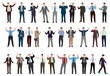 © LazyArtist - Businessman character in different poses. Handsome business man in formal suit standing, walking.  Vector realistic illustration set.