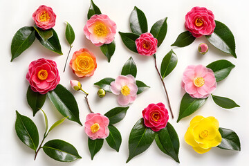 Canvas Print - Camellia Flower Arrangement.