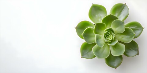 Wall Mural - Enhancing Interior Decor with a Vibrant Green Succulent Against a White Background. Concept Indoor Plants, Succulent Decor, White Background, Greenery, Interior Design