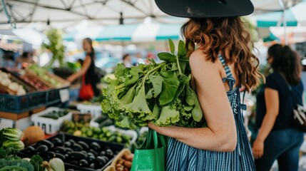 Poster - The woman holding fresh greens