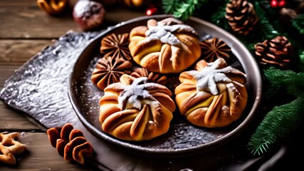 Wall Mural -  Deliciously festive  Pumpkinshaped pastries with a dusting of powdered sugar