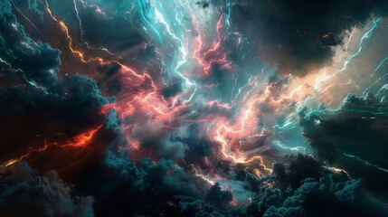 Wall Mural - Abstract Cosmic Landscape with Glowing Energy Streams