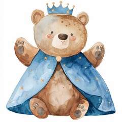 Canvas Print - 3D illustration of plush bear in king's clothing.