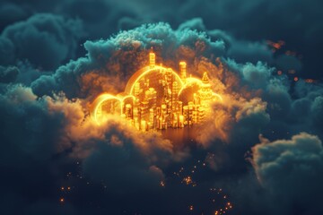 Aufkleber - AI in smart cities. Cloud computing concept. Wireless internet communication in smart cities.