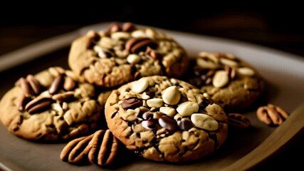 Canvas Print -  Deliciously baked cookies with nuts and seeds ready to be savored