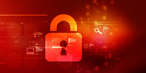2d illustration Safety concept: Closed Padlock on digital background