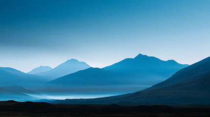 Wall Mural - The mountains are covered in a blue sky