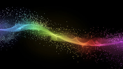 Wall Mural - A colorful wave of light is shown on a black background. The colors are vibrant and the wave appears to be moving. Scene is energetic and dynamic