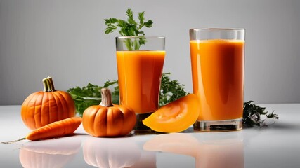 Canvas Print -  Freshly squeezed orange juice with seasonal garnishes