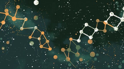 Wall Mural - abstract constellation with connected dots
