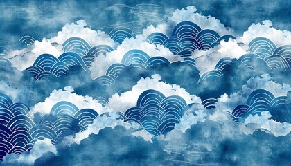 Blue pattern watercolor gradient background
