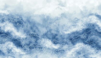 Blue pattern watercolor gradient background