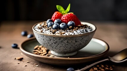 Wall Mural -  Fresh fruit and granola parfait a healthy and delicious start to the day