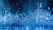 © Bijac - highspeed photograph of azure water splash frozen in time crystalline droplets form intricate patterns backlit to enhance transparency and dynamic movement