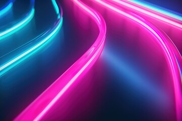 Wall Mural - Blue and pink color glowing neon line oil miter on black background. feeling station. modern conceptual design background