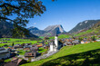 The village of Schoppernau with Kanisfluh mountain in the background in the Bregenz Forrest - Bergenzerwald - in the State of Vorarlberg, Austria