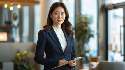 Canvas Print - The Businesswoman Holding Clipboard