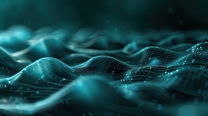 Poster - Abstract Teal Wavy Digital Background