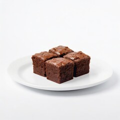 Brownies in a white plate isolated on white background