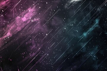 Wall Mural - Abstract Dark Stardust Background with Vibrant Color Palette and Shooting Light Streaks