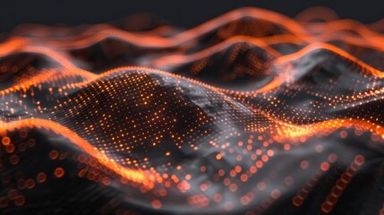 Sticker - Abstract Wavy Pattern with Glowing Orange Lights