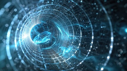 Wall Mural - Abstract Futuristic Tunnel with Glowing Light